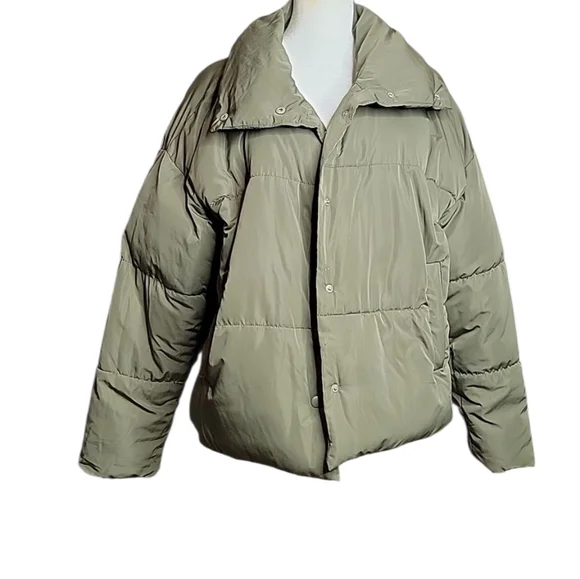 Free People Olive Green Women's Puffer Jacket - Picture 4 of 5